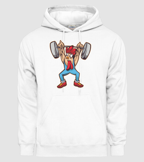 Pui Halterofil model alb pe tricou