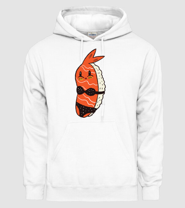Sushi în bikini model alb pe tricou