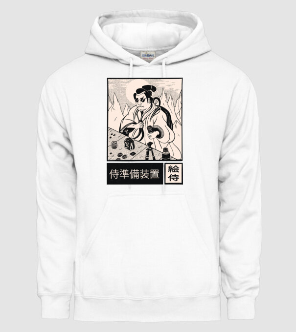 Samurai model alb pe tricou
