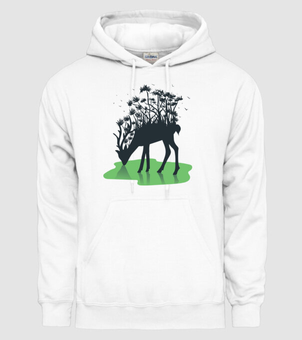 Natură cerb model alb pe tricou
