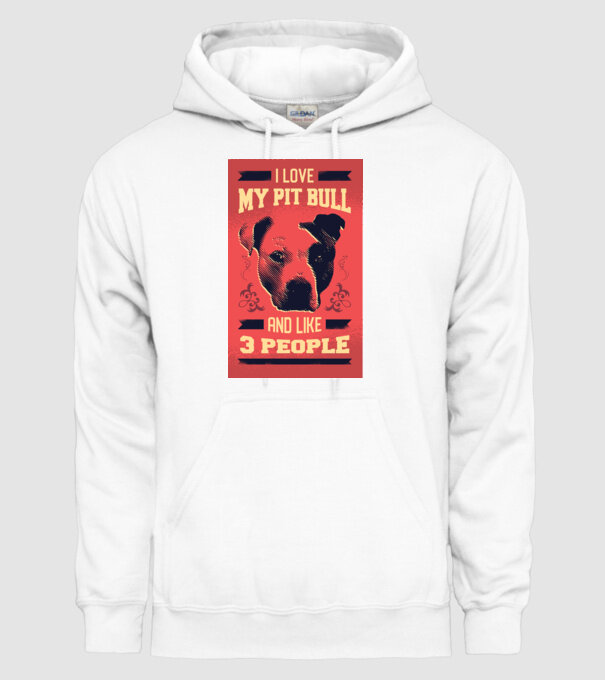 Îmi iubesc Pitbull-ul meu și încă 3 persoane model alb pe tricou