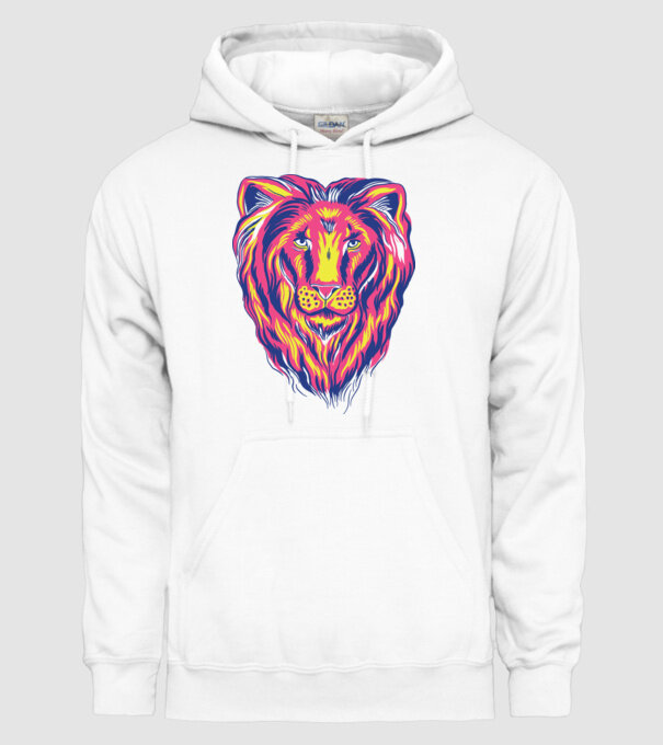Leu colorat model alb pe tricou