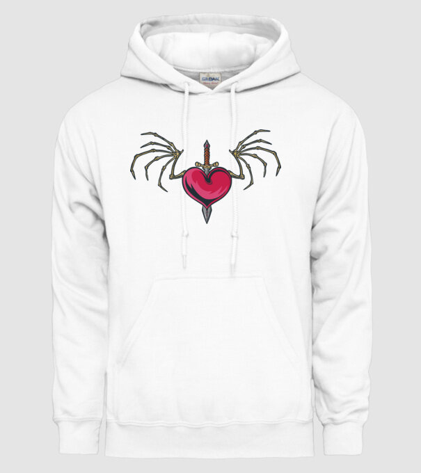 Inimă cu sabie model alb pe tricou