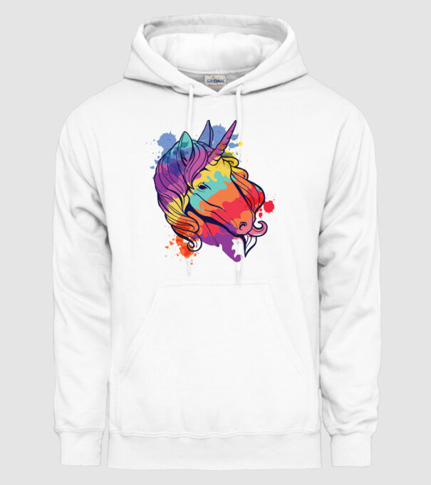 Curcubeu colorat Unicorn tricou model alb pe tricou