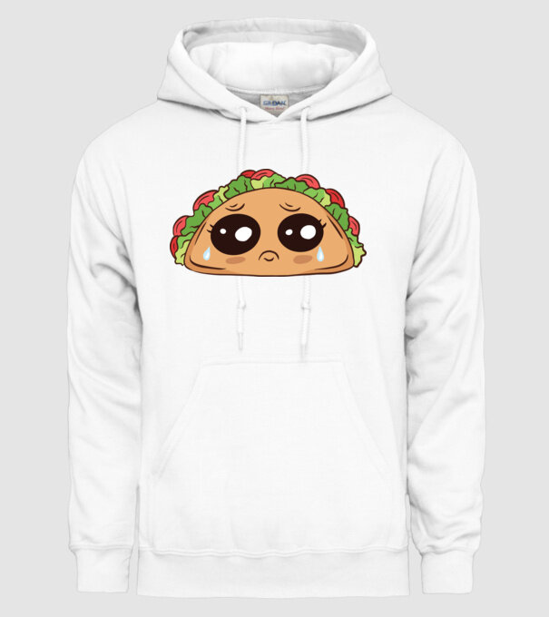 Taco trist model alb pe tricou