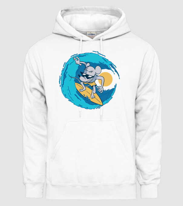 Șoarece Surfer model alb pe tricou