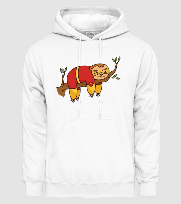 Leneș supererou model alb pe tricou