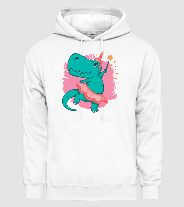 T-rex Balerină model alb pe tricou