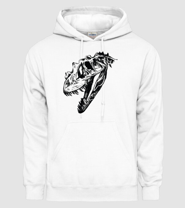 Craniu T-rex model alb pe tricou