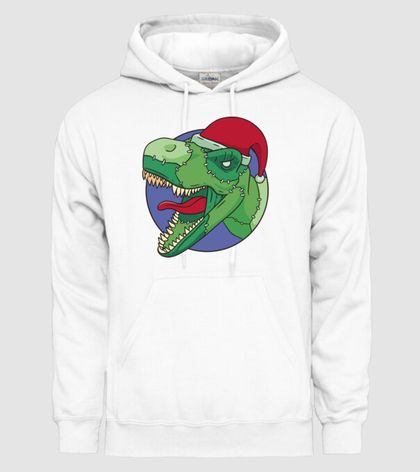 T-rex Santa model alb pe tricou