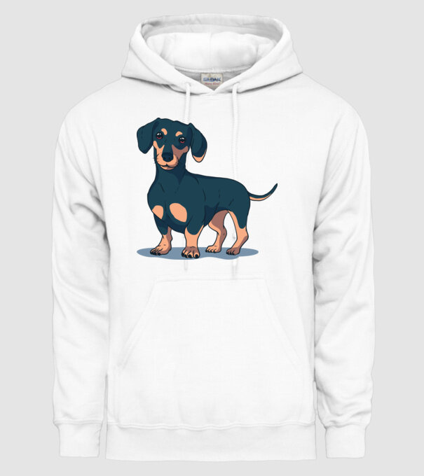 Tricou cu Câine teckel drăguț model alb pe tricou