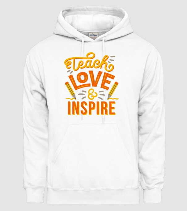 Teach Love Inspire pentru profesori model alb pe tricou