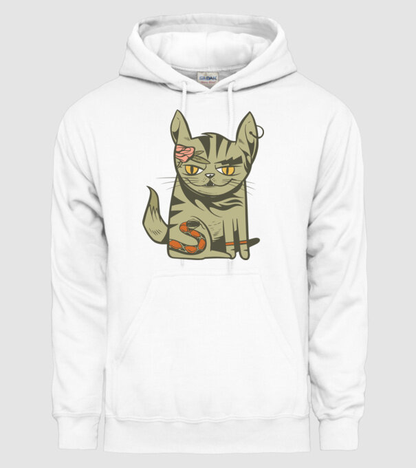 Pisoi tatuat model alb pe tricou