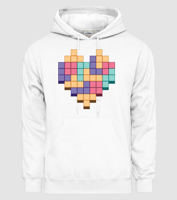 Inimă Tetris model alb pe tricou