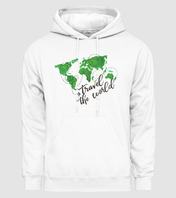 Travel the world model alb pe tricou