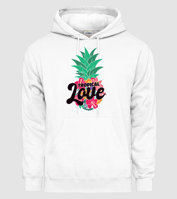 Ananas Tropical Love model alb pe tricou