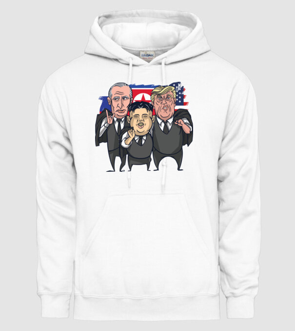 Trump, Putin, Kim - trei prieteni buni model alb pe tricou