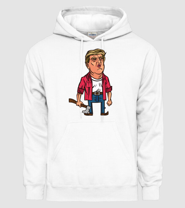 Trump tăietor de lemne model alb pe tricou