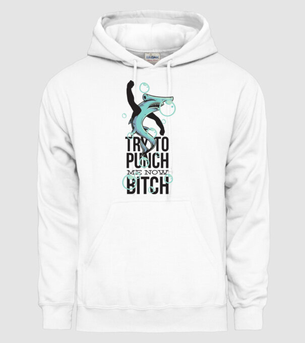 Try to punch me now bitch model alb pe tricou