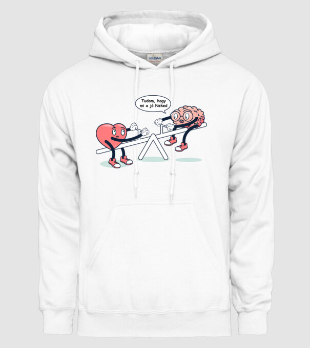 Știu ce este bine pentru tine - Creier vs Inimă model alb pe tricou