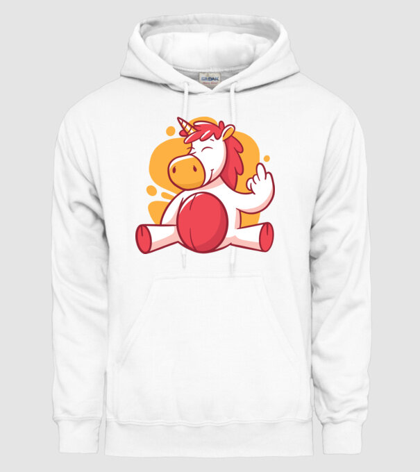 Unicorn arată degetul model alb pe tricou