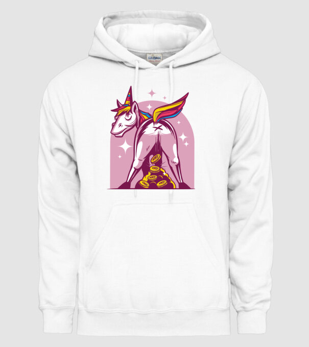 Unicorn Bitcoin model alb pe tricou