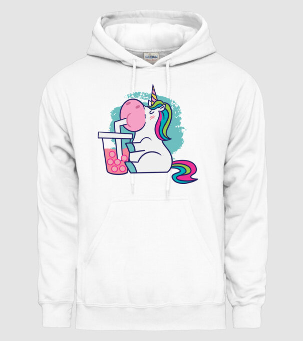 Unicorn Bubble Tea model alb pe tricou