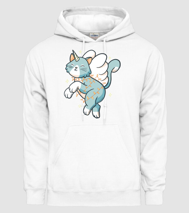 Pisică Unicorn model alb pe tricou
