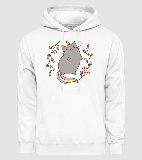 Pisică Unicorn model alb pe tricou