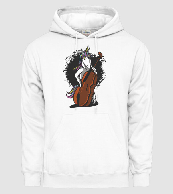 Unicorn cu violoncel model alb pe tricou