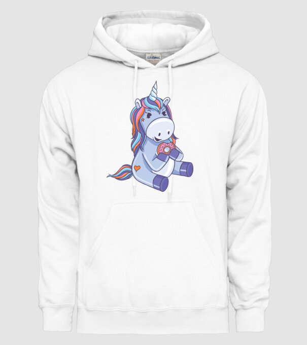 Unicorn cu gogoașă model alb pe tricou