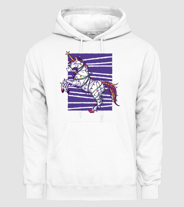 Unicorn pom de Crăciun model alb pe tricou