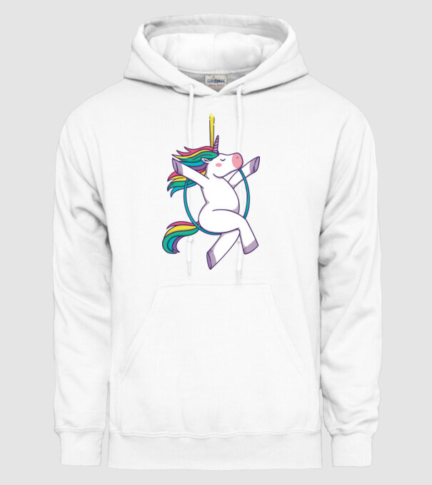 Unicorn pe cerc model alb pe tricou