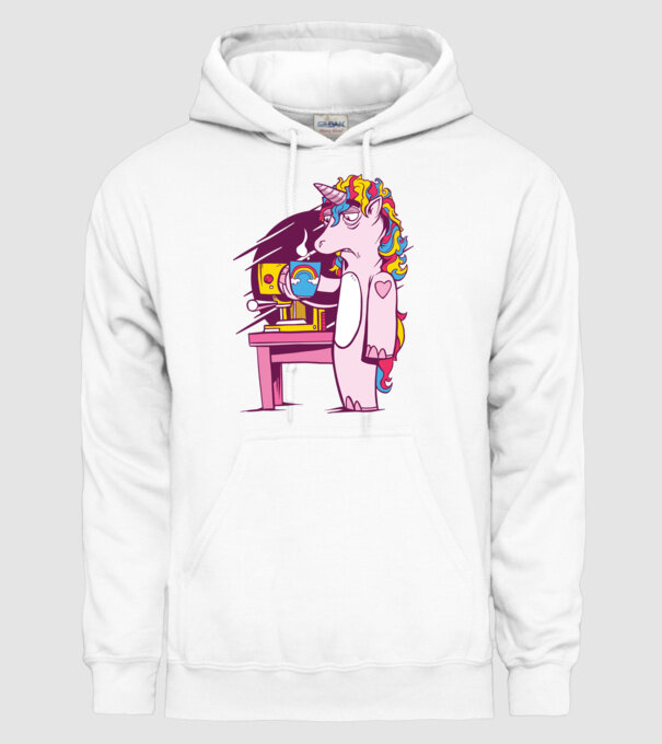 Unicorn Cafea model alb pe tricou