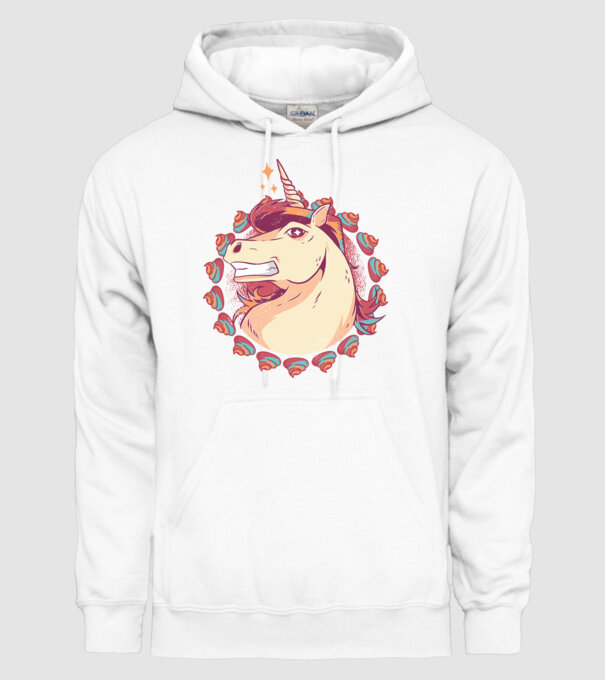 Unicorn Mullet model alb pe tricou