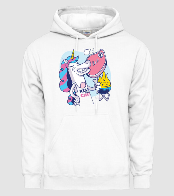 Unicorn Steak BBQ model alb pe tricou