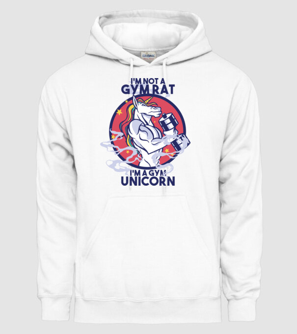 Unicorn antrenament cu haltere model alb pe tricou