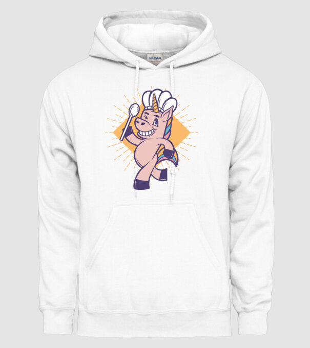 Unicorn Bucătar model alb pe tricou