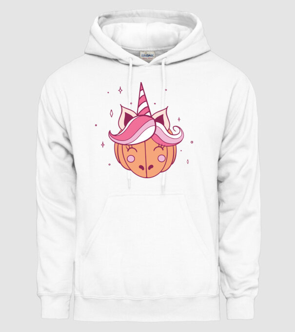 Unicorn Dovleac model alb pe tricou