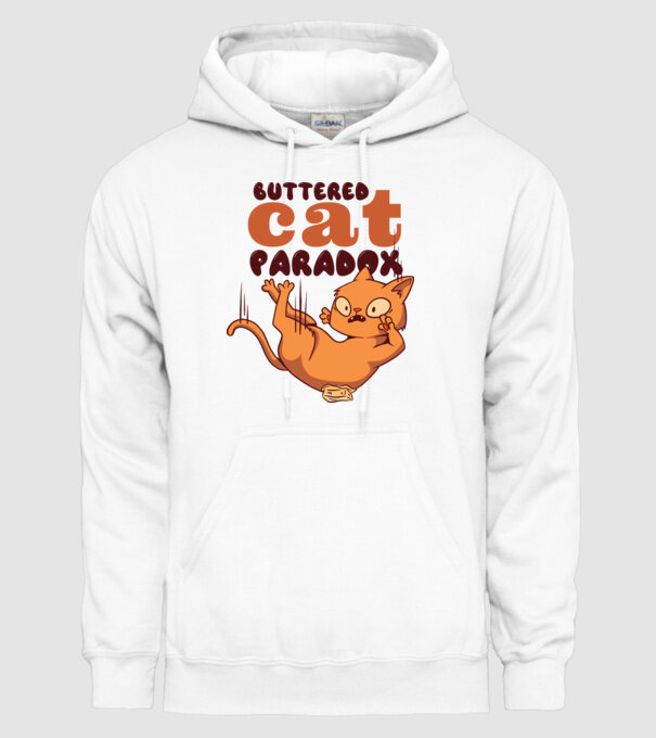 Paradox pisică cu unt model alb pe tricou