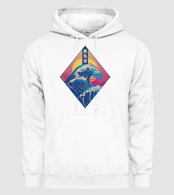 Vaporwave Val model alb pe tricou