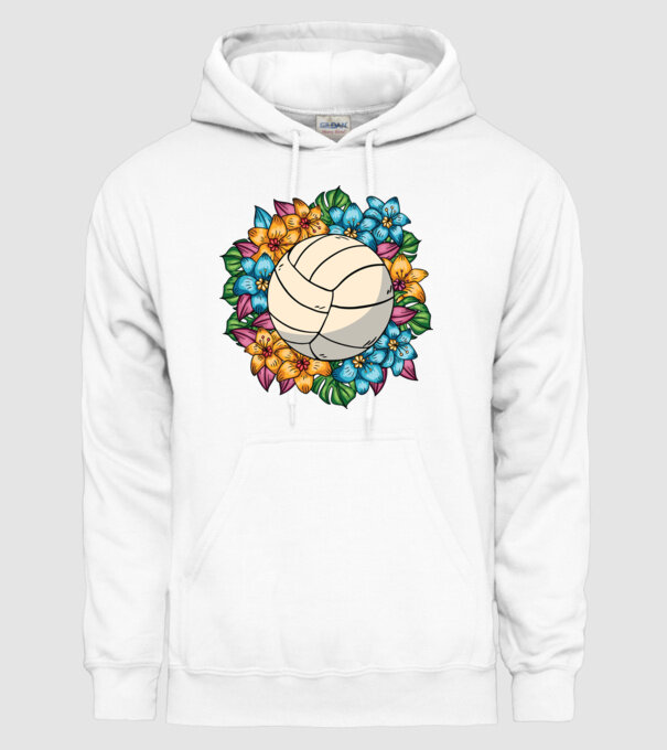 Minge de volei cu flori model alb pe tricou