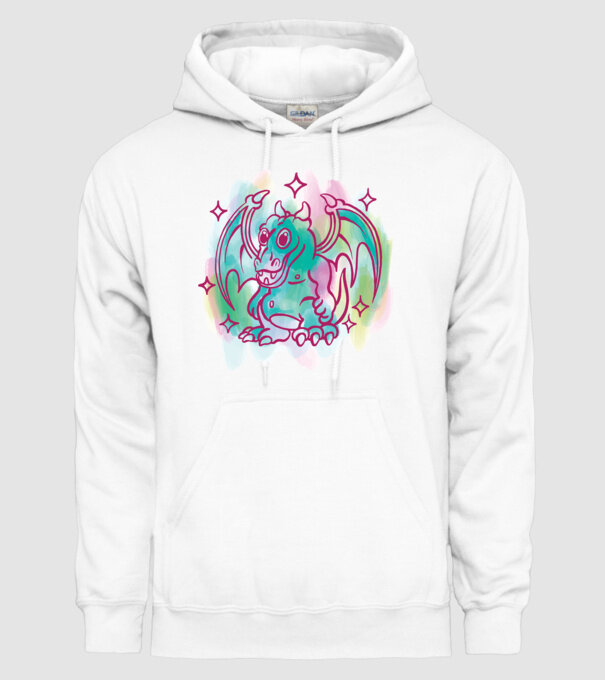 Acuarelă Dragon model alb pe tricou