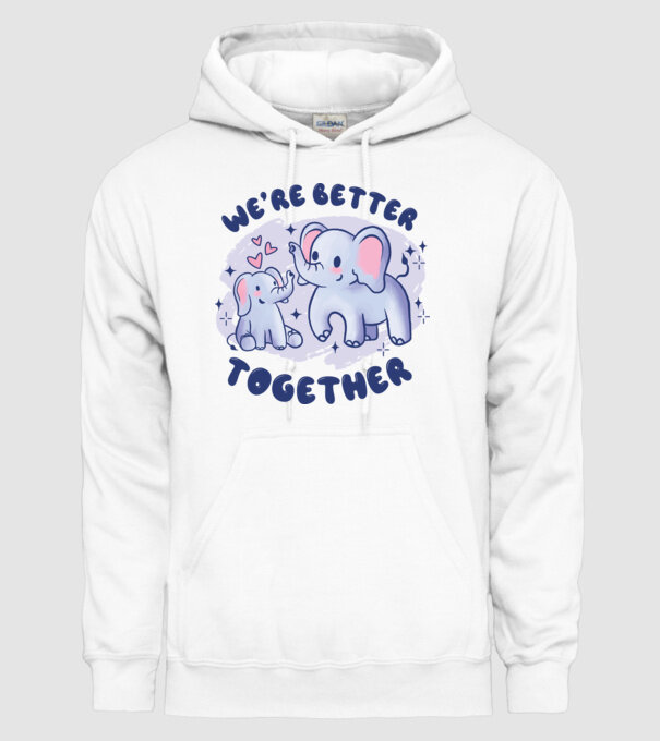 'We''re Better Together Elephant' model alb pe tricou