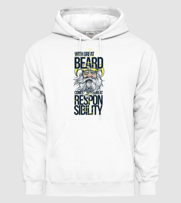 With great beard comes great responsibility model alb pe tricou