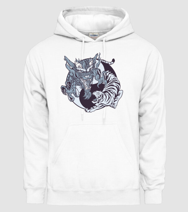 Yin Yang cu animale model alb pe tricou