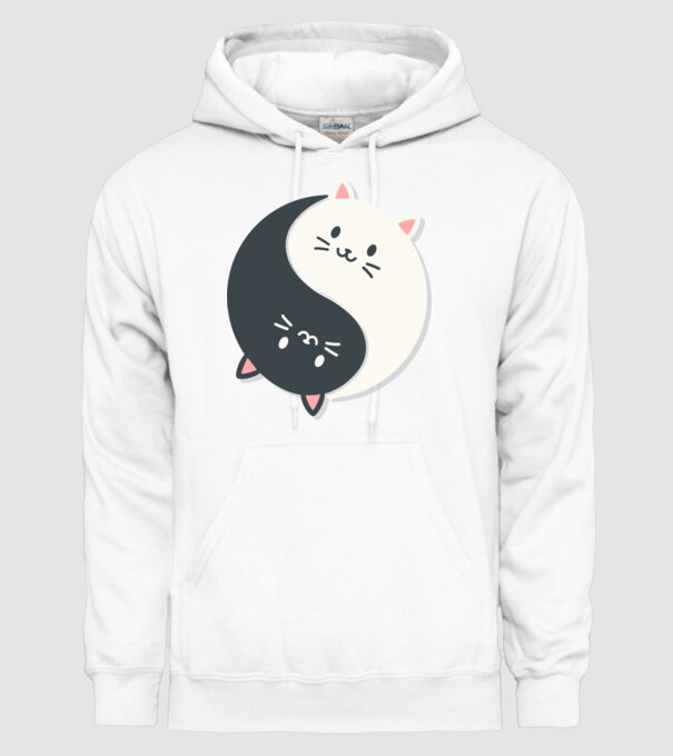 Pisicuțe Yin Yang model alb pe tricou