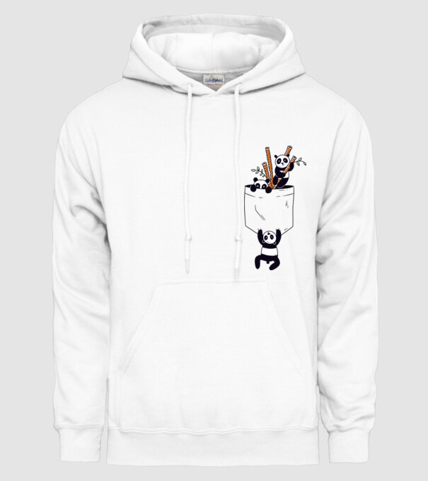 Panda de buzunar model alb pe tricou