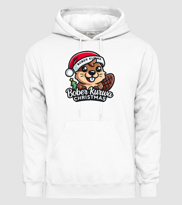 Bober Kurwa Christmas 1 model alb pe tricou