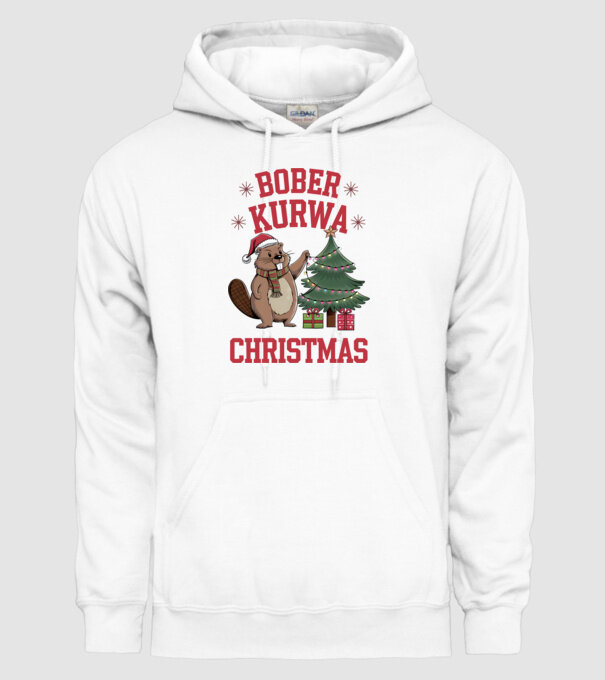 Bober Kurwa Christmas 3 model alb pe tricou